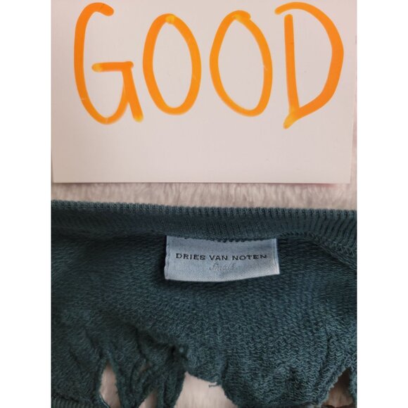 Dries Van Noten Teal Cotton Embroidered Cutout Lace Sweatshirt Womens Small - Picture 3 of 9